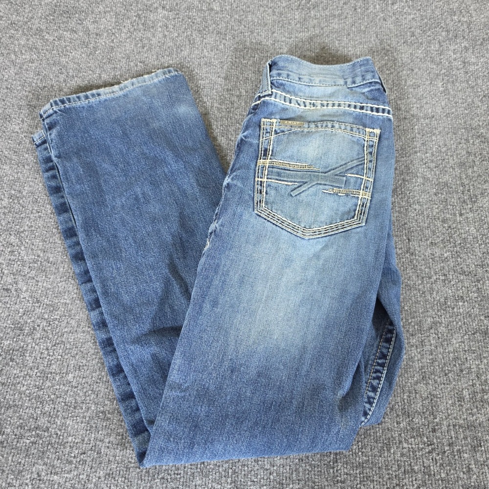 Ariat M5 Slim Straight Jeans Distressed Denim Blue Mens Tagged 28x34 Act 26x30